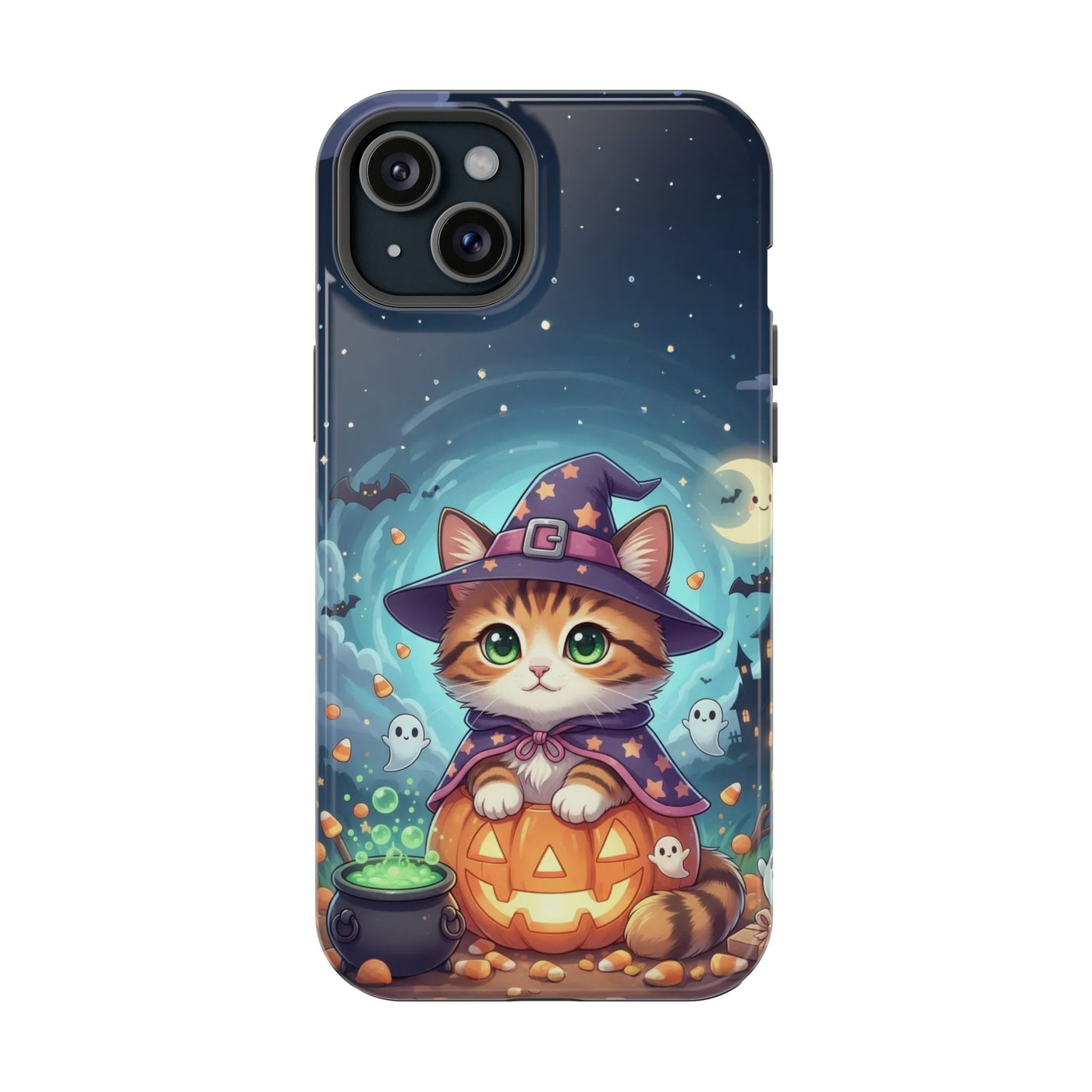 Halloween cute kitten anime style 2 Magnetic Phone Case, Cat Lover Gift, Impact-Resistant iPhone Case, Funny Pet Accessory, Unique Animal Design