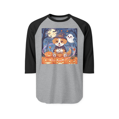 Halloween Cute Puppy Anime Unisex Raglan Shirt style 3