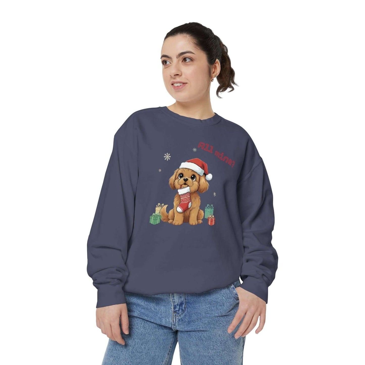 Puppy wait for Christmas presents Unisex Crewneck Sweatshirt style 8