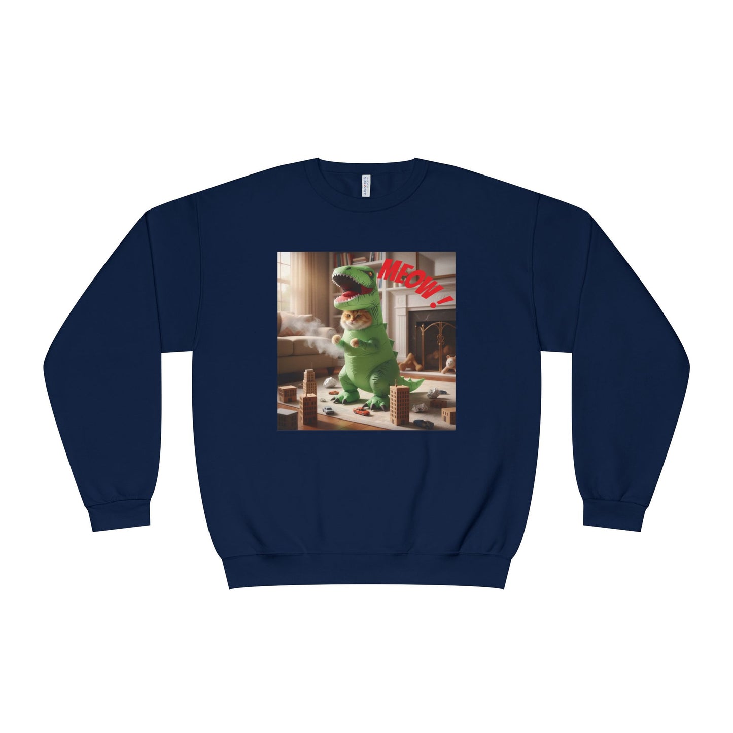 Tyrannosaurus Cat at home Unisex NuBlend Crewneck Sweatshirt