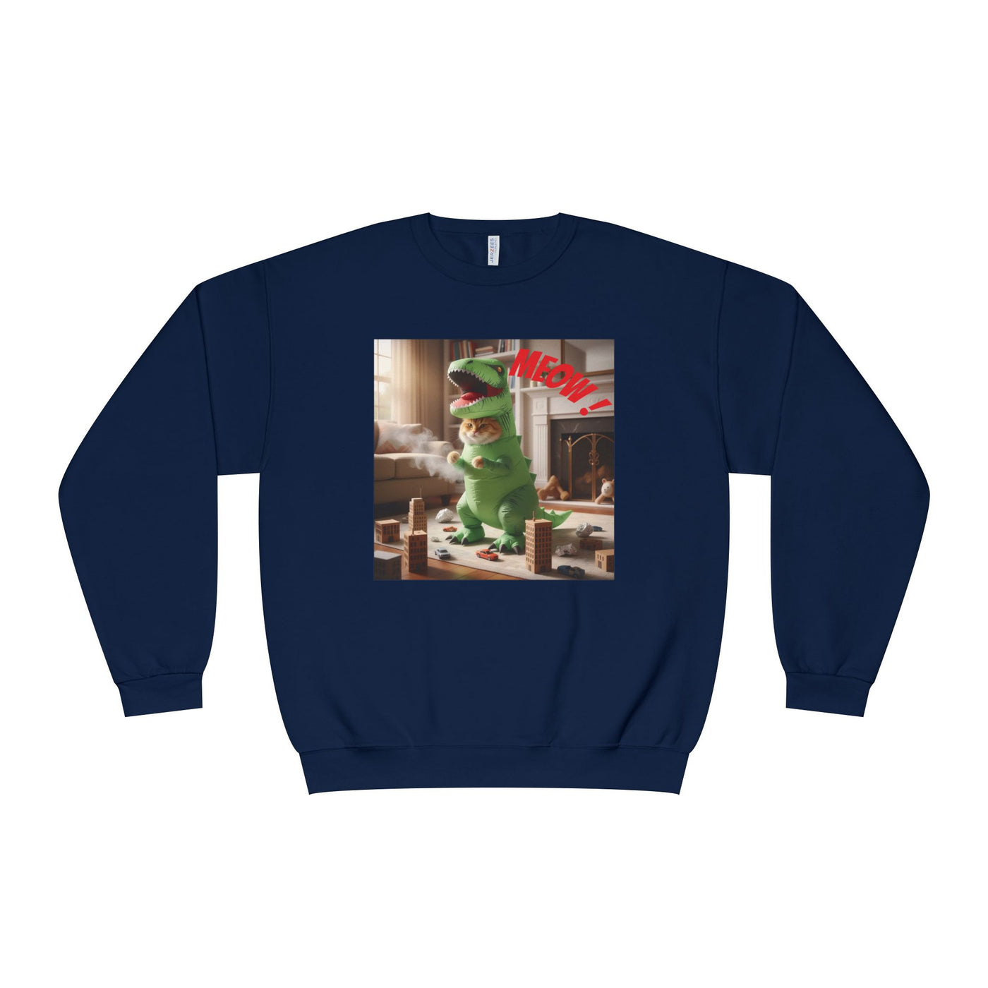 Tyrannosaurus Cat at home Unisex NuBlend® Crewneck Sweatshirt
