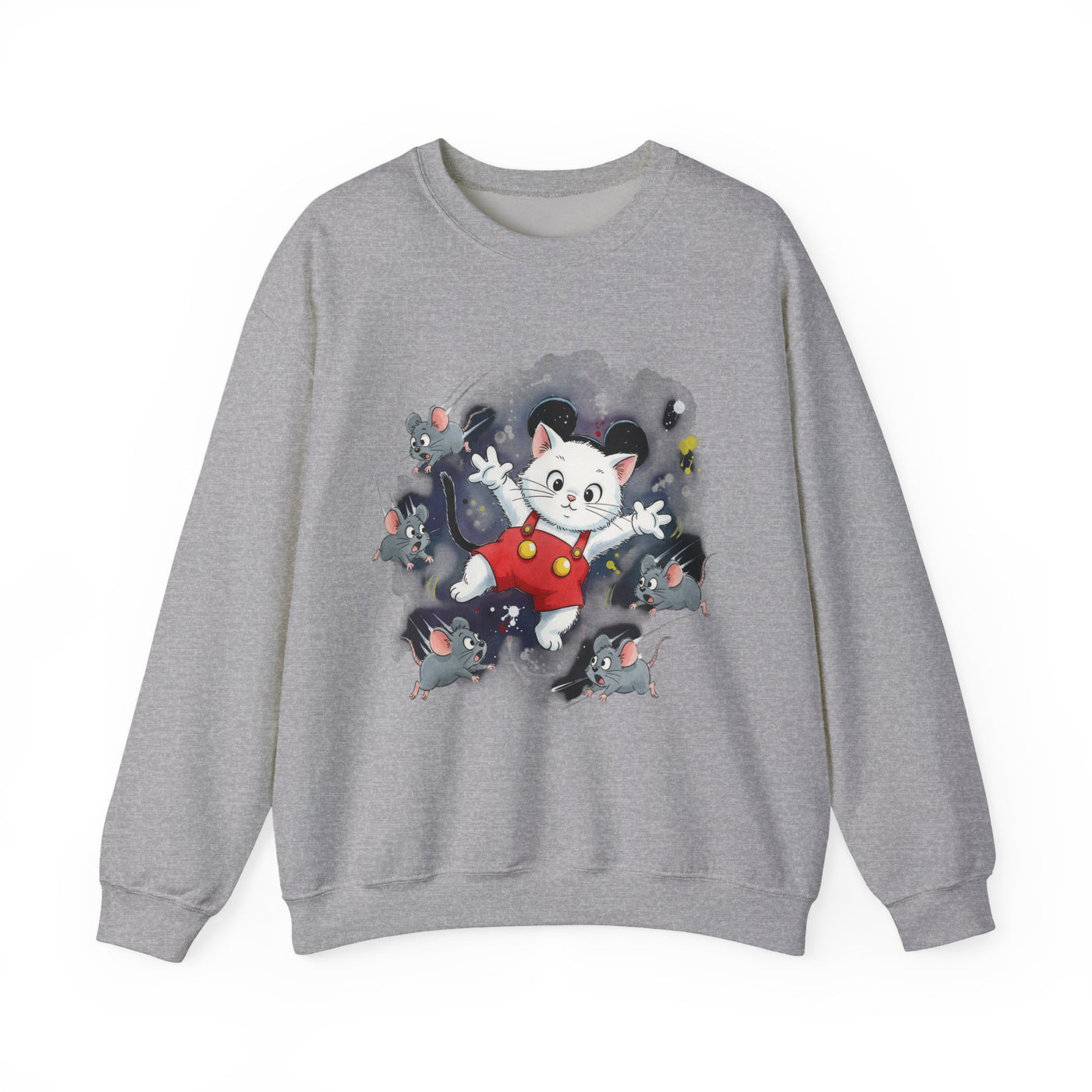 Watercolor painting style 2 Men & Women Cute Cat Pile Crewneck Sweatshirt