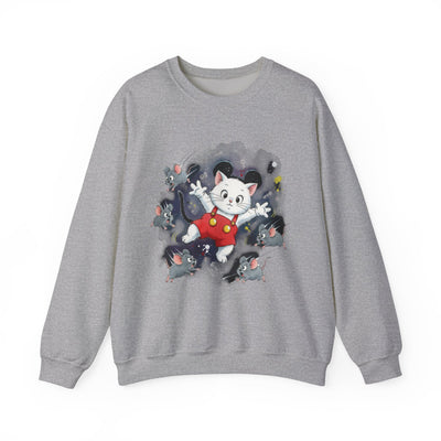 Watercolor painting style 2 Men & Women Cute Cat Pile Crewneck Sweatshirt
