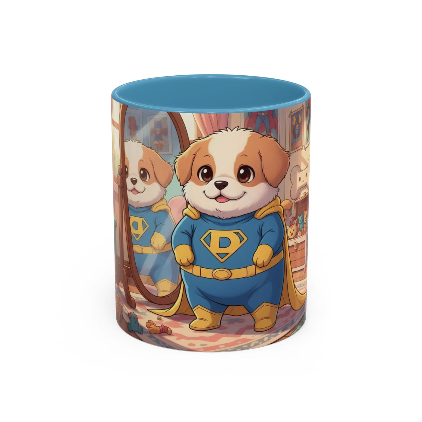 Super Pup Coffee Mug - Cute Puppy in Superhero Costume Accent Mug 11oz