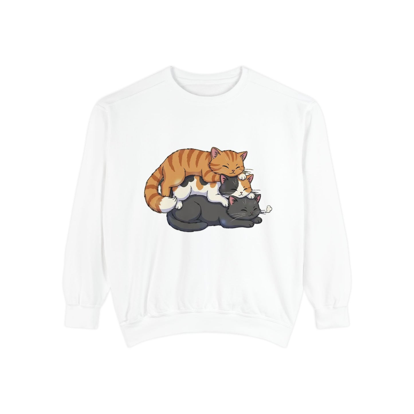 3 Cute Sleeping Cats Cozy Graphic Unisex Crewneck Sweatshirt style 6