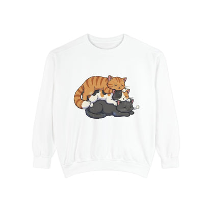 3 Cute Sleeping Cats Cozy Graphic Unisex Crewneck Sweatshirt style 6