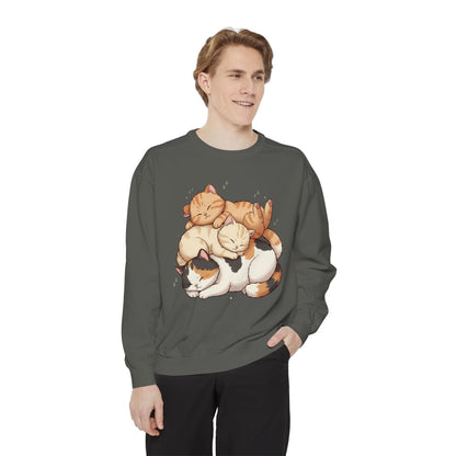 3 Cute Sleeping Cats Cozy Graphic Unisex Crewneck Sweatshirt style 1