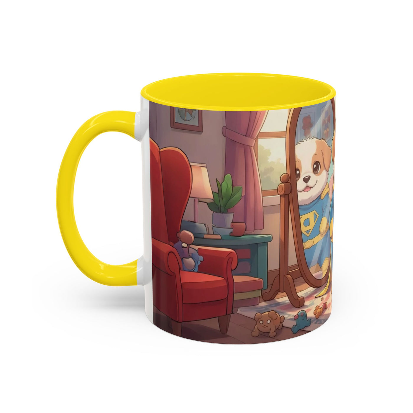 Super Pup Coffee Mug - Cute Puppy in Superhero Costume Accent Mug 11oz