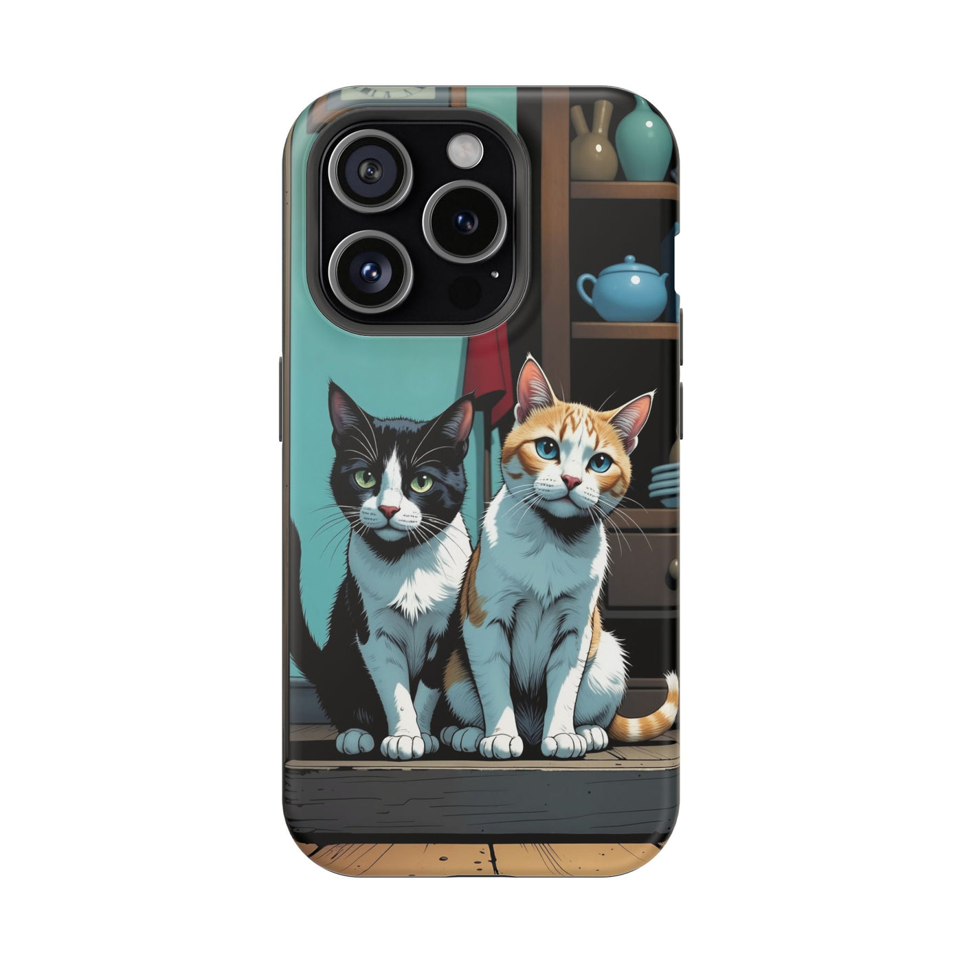 Cute Cats Magnetic Phone Case comic style 3, Cat Lover Gift, Impact-Resistant iPhone Case, Funny Pet Accessory, Unique Animal Design
