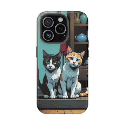 Cute Cats Magnetic Phone Case comic style 3, Cat Lover Gift, Impact-Resistant iPhone Case, Funny Pet Accessory, Unique Animal Design