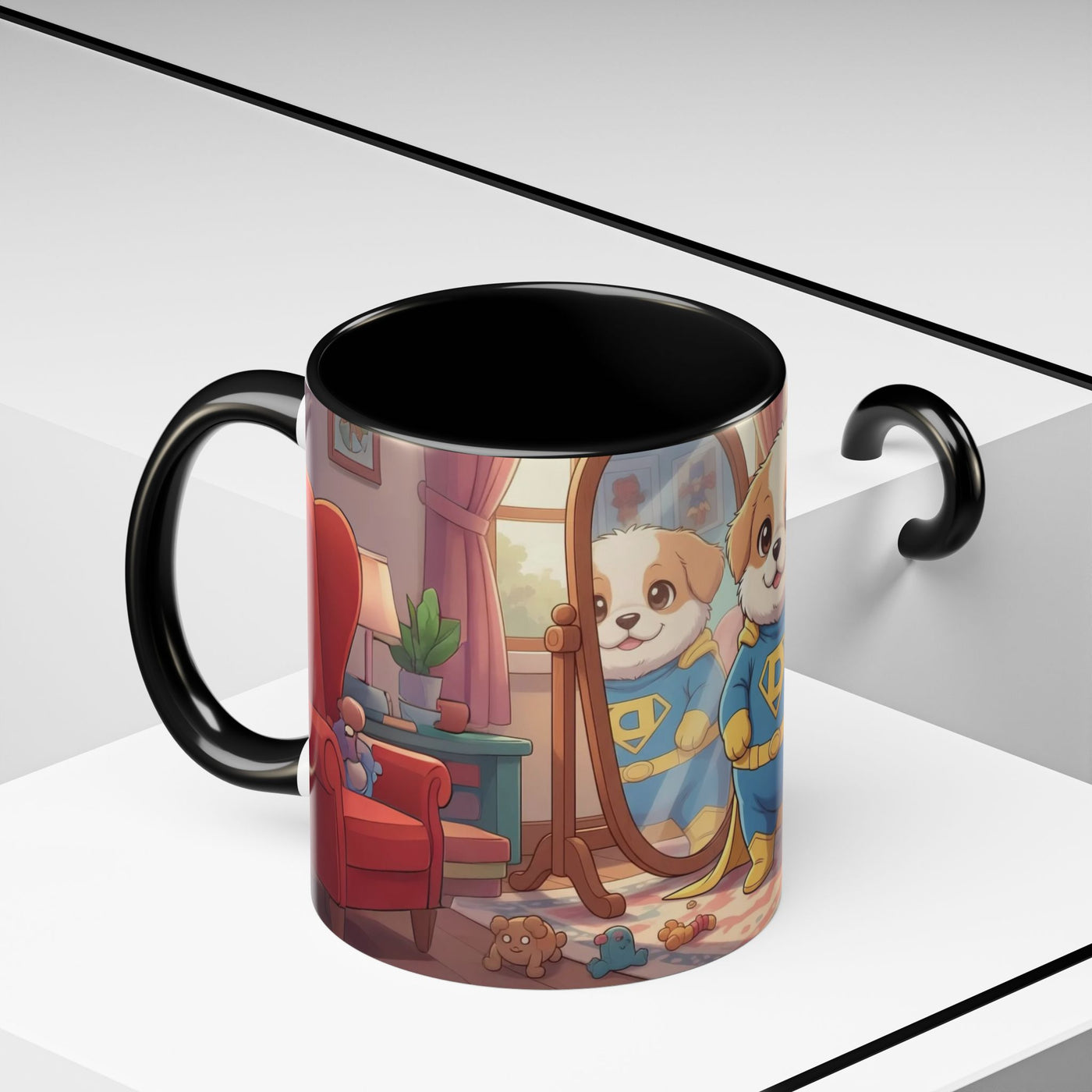 Super Pup Coffee Mug - Cute Puppy in Superhero Costume Accent Mug 11oz