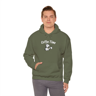 Coffee Time Dog Embroidered style 1 Unisex Pullover Hoodie
