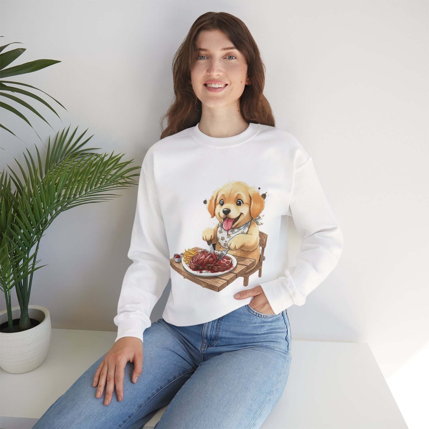 Watercolor Dog painting Unisex Crewneck Sweatshirt style 1