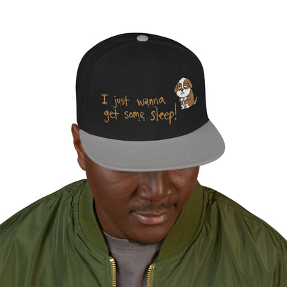 I just wanna get some sleep Embroidered Cute Puppy Snapback Hat