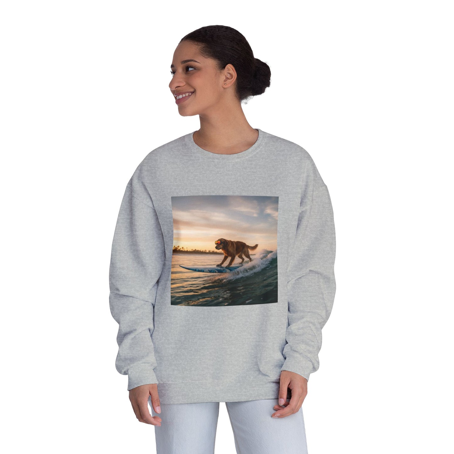Surfing Dog Graphic Unisex NuBlend Crewneck Sweatshirt style 2