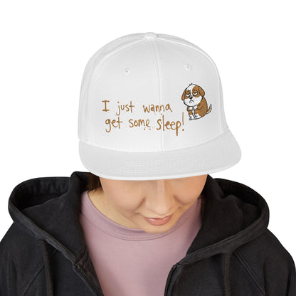 I just wanna get some sleep Embroidered Cute Puppy Snapback Hat
