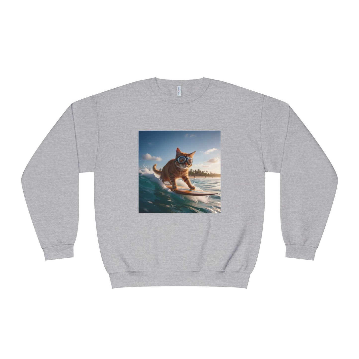 Surfing Cat Unisex NuBlend Crewneck Sweatshirt style 1