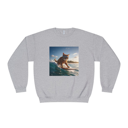 Surfing Cat Unisex NuBlend Crewneck Sweatshirt style 1