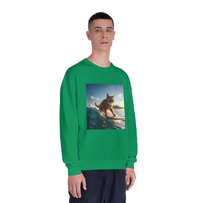 Surfing Cat Unisex NuBlend Crewneck Sweatshirt style 1