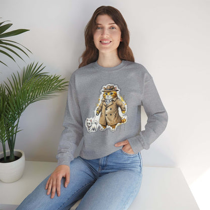 Watercolor Cat & Dog painting Unisex Crewneck Sweatshirt style 1