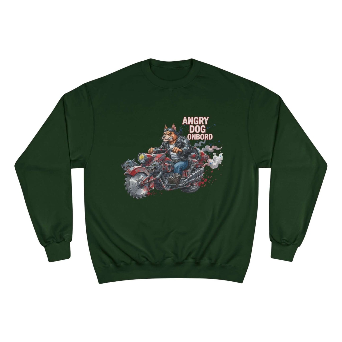 Angry Dog Onboard Graphic Champion Crewneck Sweatshirt style 3