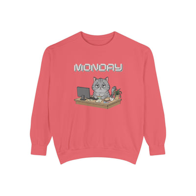 Monday Face Cat Stares Blankly Unisex Crewneck Sweatshirt style 2
