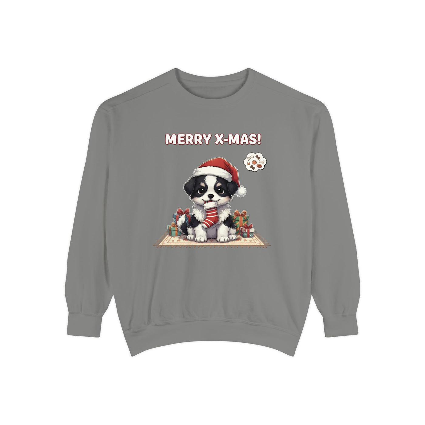 Cute Puppy waiting for Christmas presents style 7 Cozy Graphic Unisex Crewneck Sweatshirt