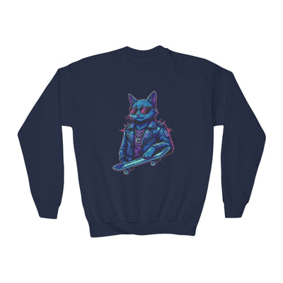 Cool Cat style 2 Youth Crewneck Sweatshirt - Cozy & Cute