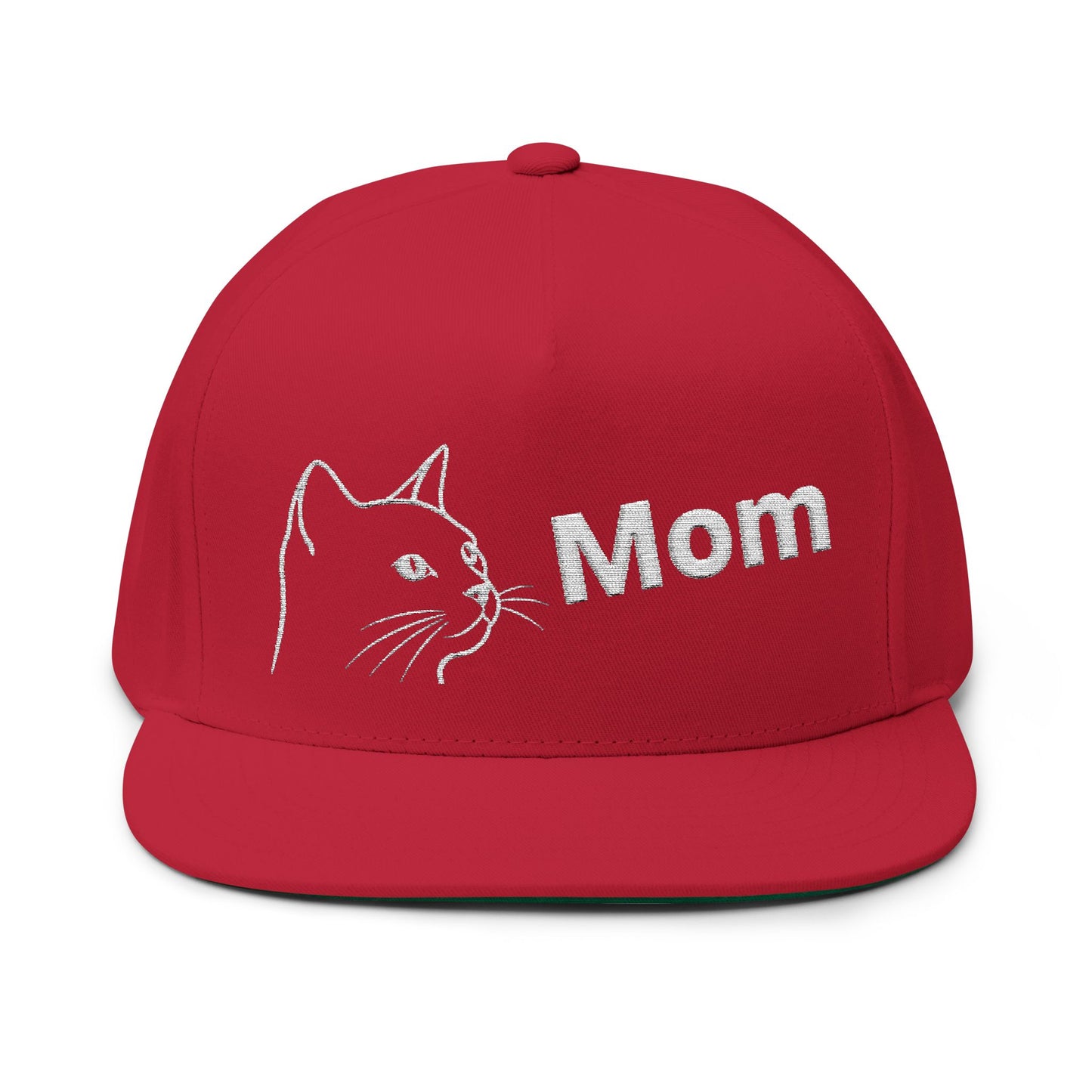 Stylish Embroidered Cat Mom Flat Bill Cap style 1