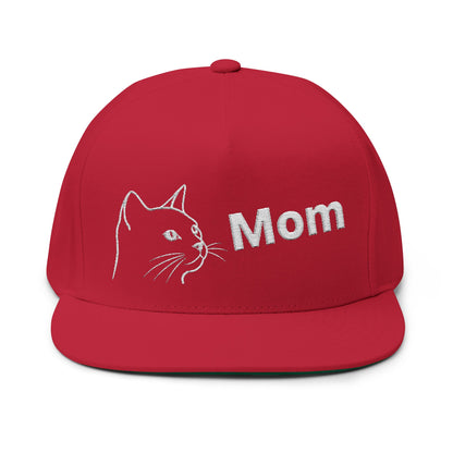 Stylish Embroidered Cat Mom Flat Bill Cap style 1