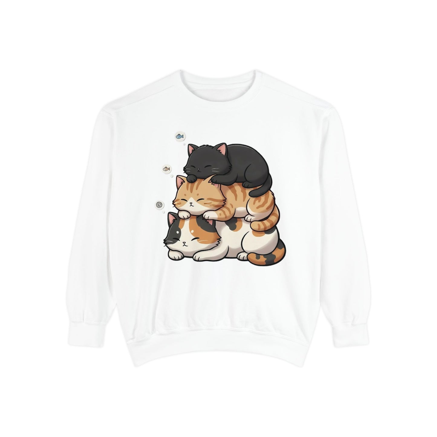 3 Cute Sleeping Cats Cozy Graphic Unisex Crewneck Sweatshirt style 8