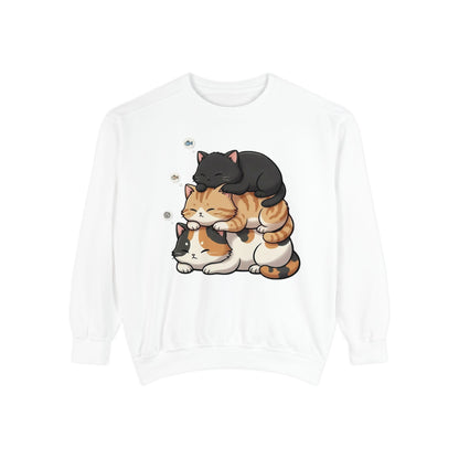 3 Cute Sleeping Cats Cozy Graphic Unisex Crewneck Sweatshirt style 8