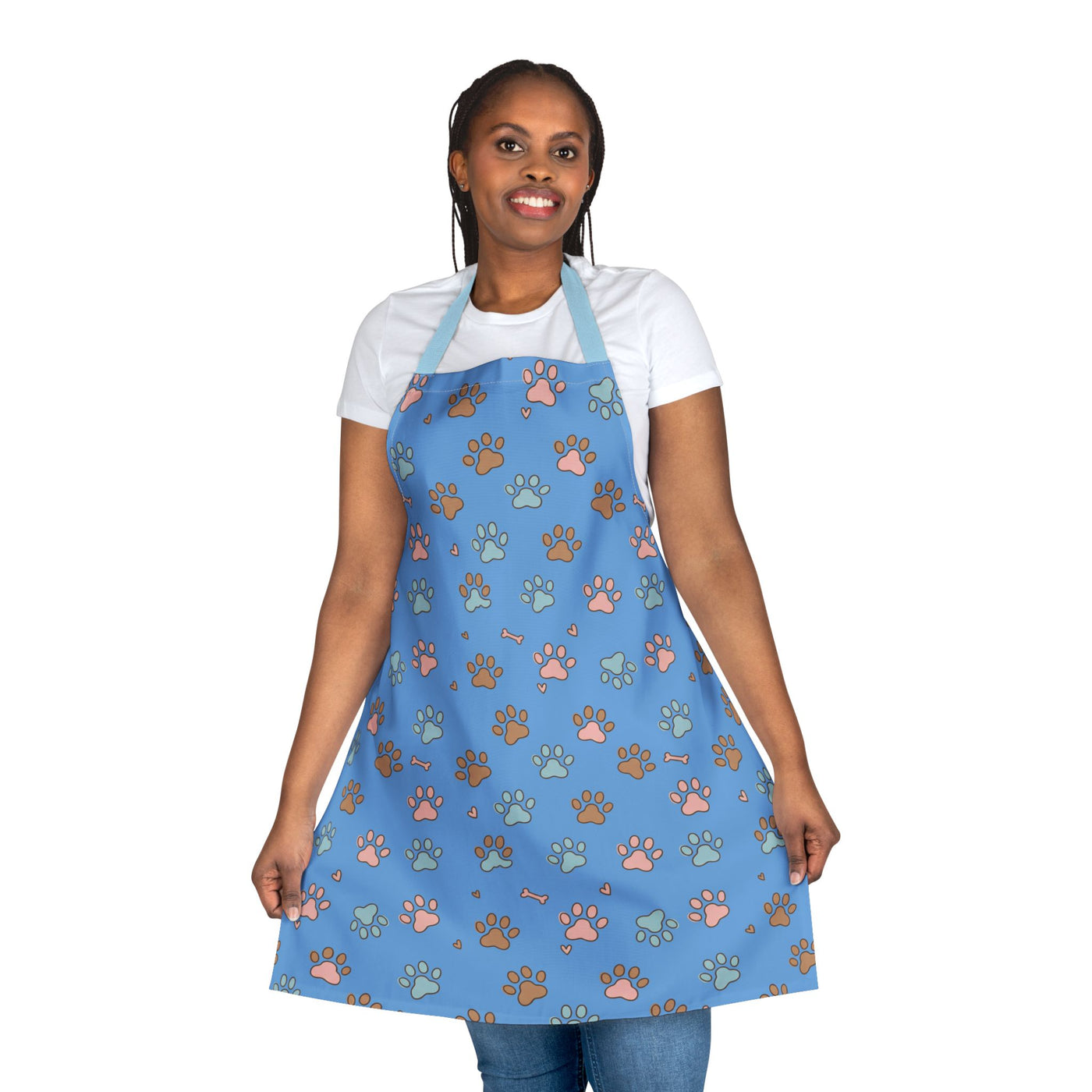 Cute Pet Lover's Apron with 5-Color Straps, Dog Paw Print Kitchen Apron, Gift for Animal Lovers, Cooking Accessory, Pet-Themed Gift