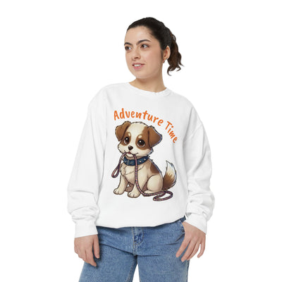 Cute Dog Walk Time style 4 Cozy Graphic Unisex Crewneck Sweatshirt