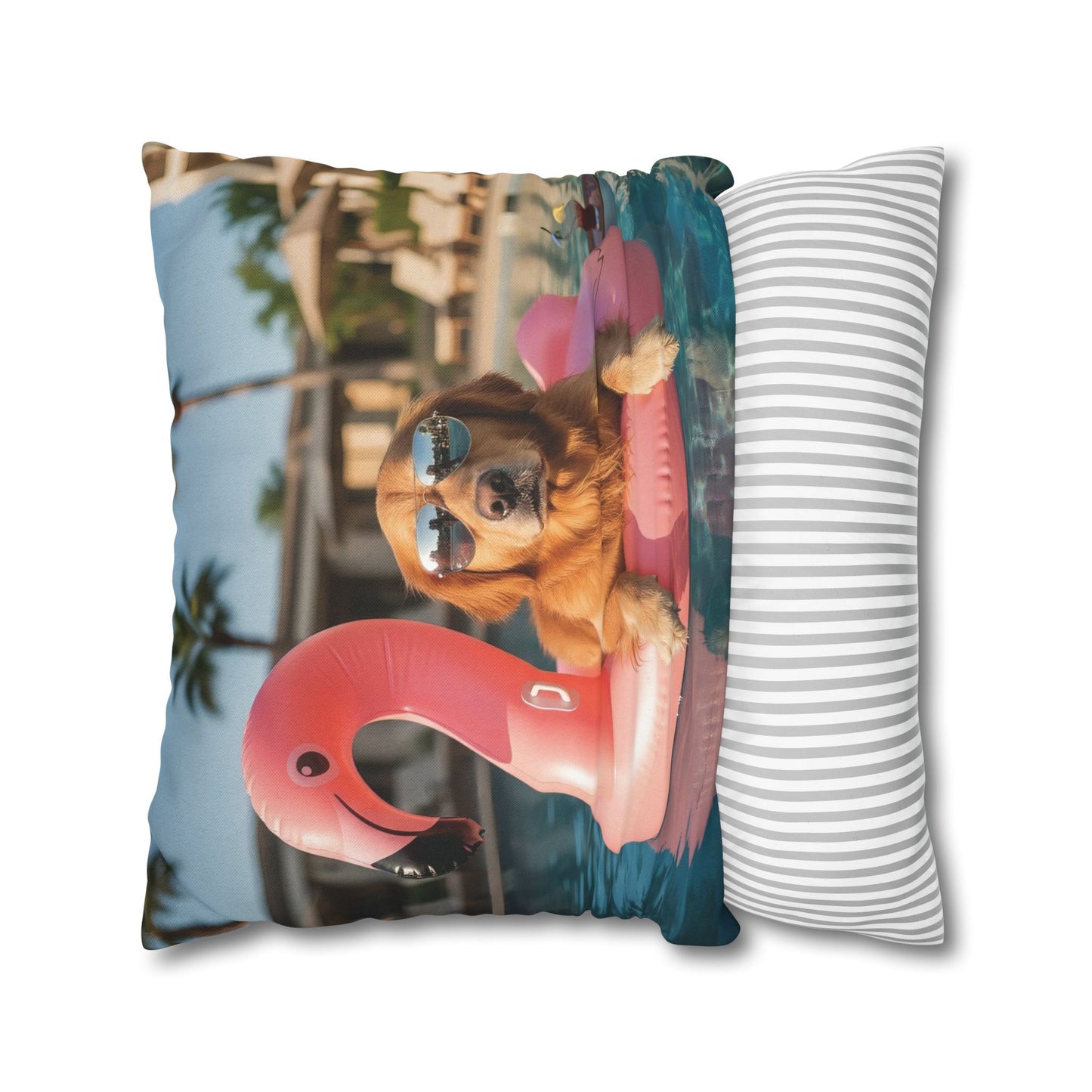 Relaxing Dog Swimming Cozy Polyester Decorative Pillowcase