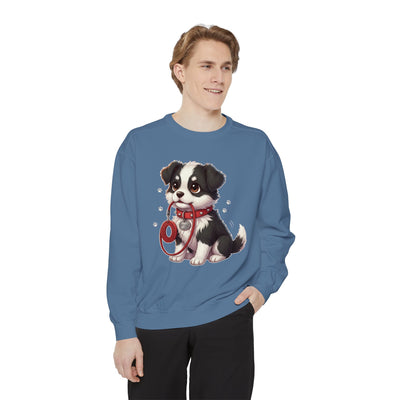Cute Dog Walk Time style 1 Cozy Graphic Unisex Crewneck Sweatshirt