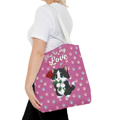 Cute Cat Lover Tote Bag - You're My Love style 1