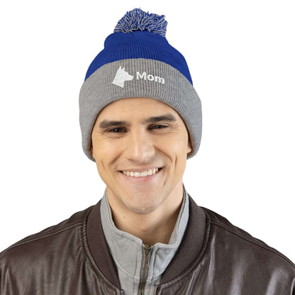 Embroidered Dog Mom Pom-Pom Knit Cap