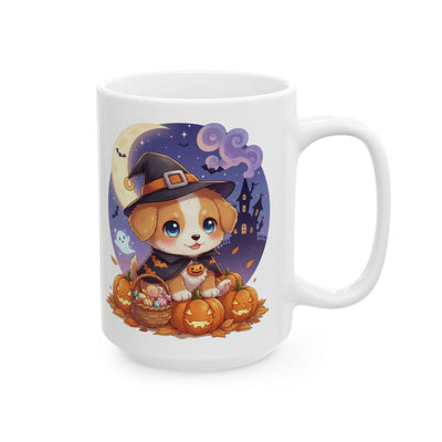 Halloween Themed style 1 Ceramic Mug, Cozy Fall Coffee Cup, Ghosts & Pumpkins Design, Seasonal Gift, Spooky Mug for Halloween Celebrations