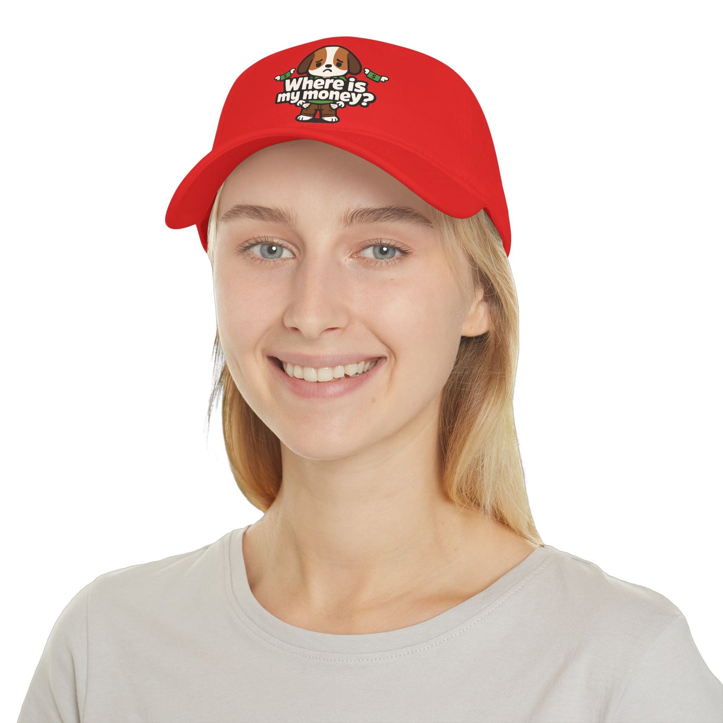 Where is my money Cute Dog Low Profile Cap Hat