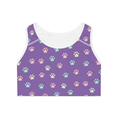 Cat Paw Print style 2 Sports Bra, Pet Lover Activewear, Workout Top, Gym Apparel, Animal Print Fashion, Gifts for Cat Owners, Fitness Gear
