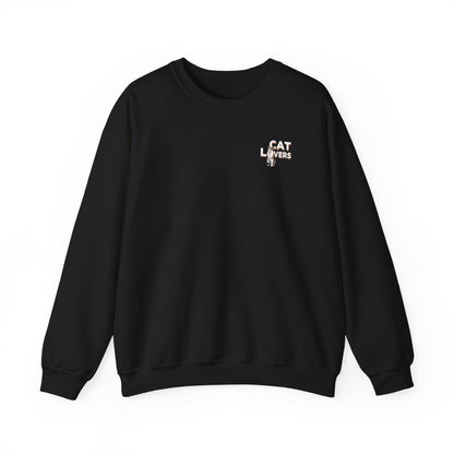 Minimal Cat Lover Unisex Crewneck Sweatshirt in black with embroidered cat lovers motif on chest.