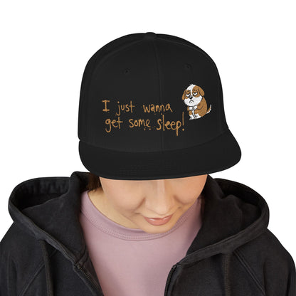 I just wanna get some sleep Embroidered Cute Puppy Snapback Hat