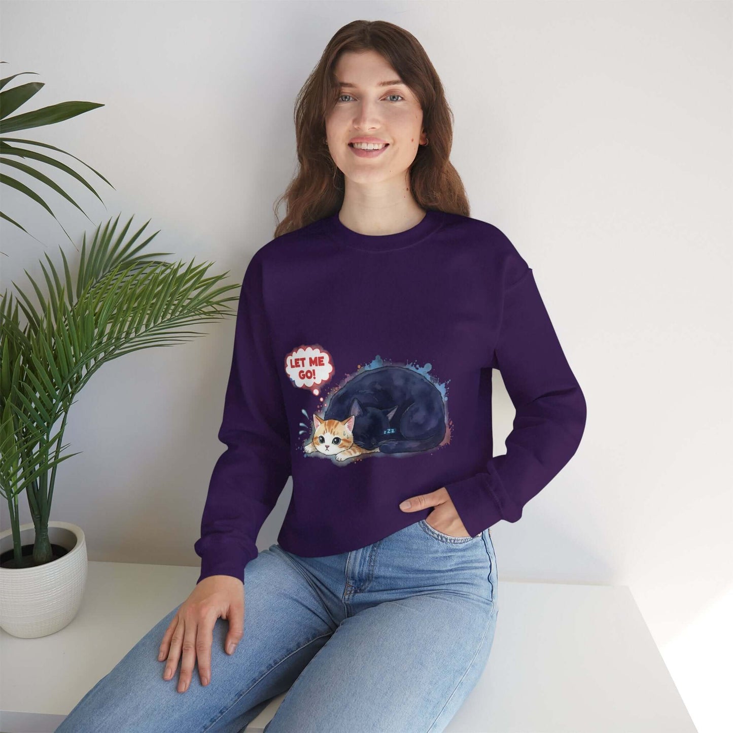 Watercolor Cat painting Unisex Crewneck Sweatshirt style 1