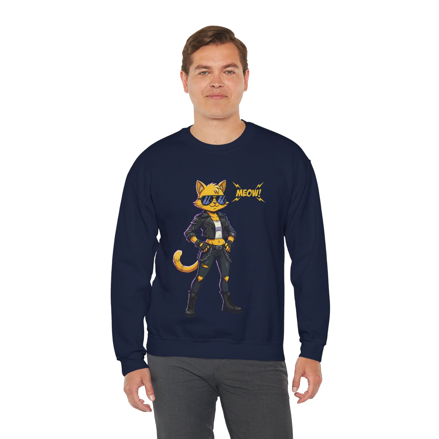 Cool Cat style 4 Unisex Crewneck Sweatshirt | Cozy Gift for Cat Lovers, Casual Wear, Unique Graphic Sweatshirt, Birthday Gift, Everyday Style