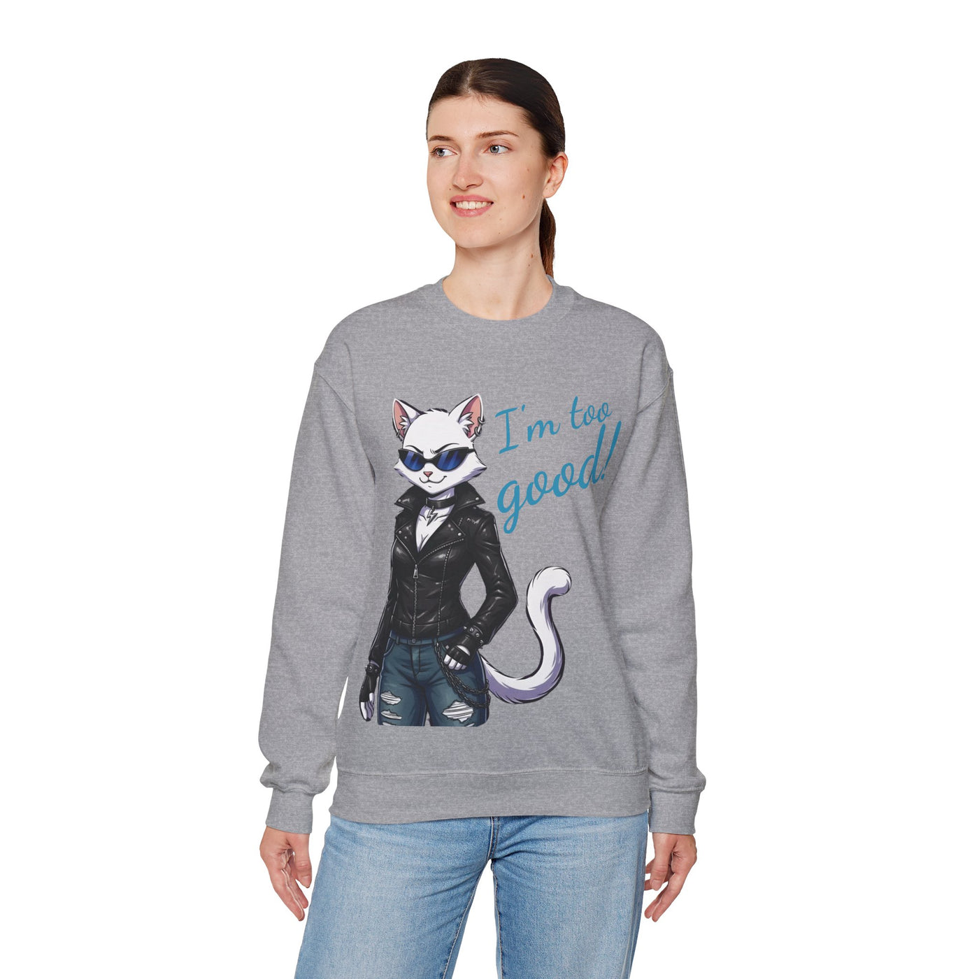 Cool Cat style 3 Unisex Crewneck Sweatshirt | Cozy Gift for Cat Lovers, Casual Wear, Unique Graphic Sweatshirt, Birthday Gift, Everyday Style