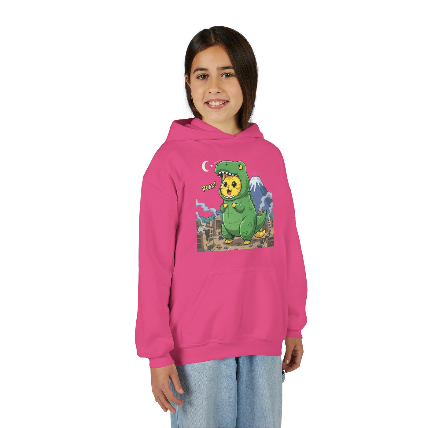Cat cosplay Godzilla style 1 Unisex Kids Hoodie - Fun & Cozy Heavy Blend Sweatshirt with Cute Design