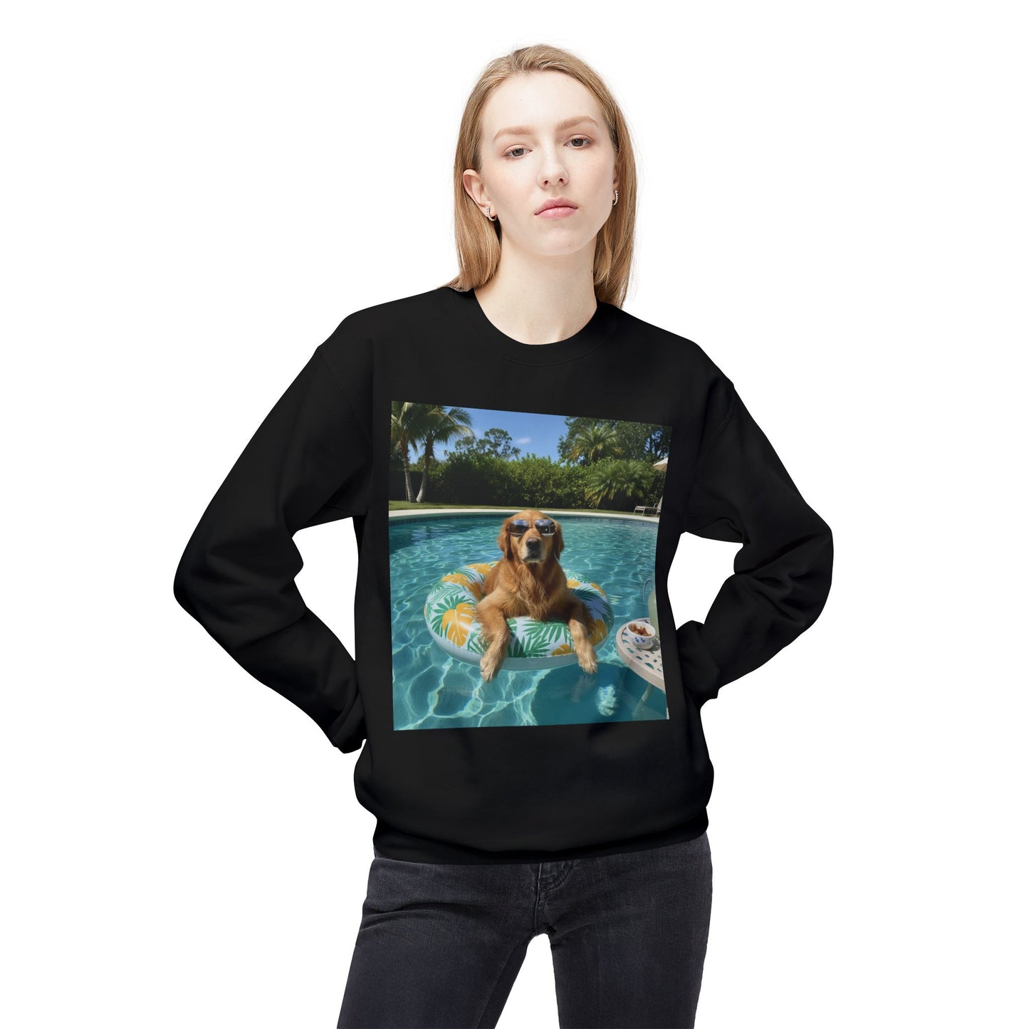 Swimming Pool Vibes Graphic Dog Unisex Crewneck Sweatshirt