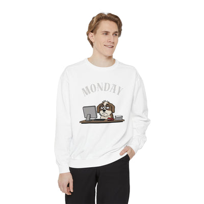 Monday Face Dog Stares Blankly Unisex Crewneck Sweatshirt style 5