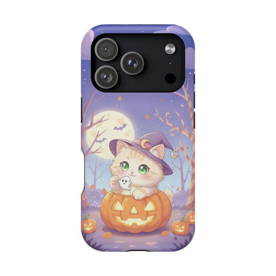 Halloween cute kitten anime style 1 Magnetic Phone Case, Cat Lover Gift, Impact-Resistant iPhone Case, Funny Pet Accessory, Unique Animal Design